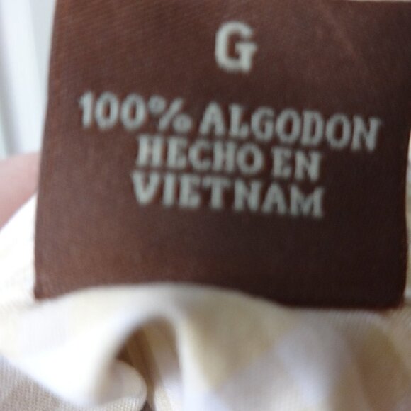 Perry Ellis button up men's short sleeve shirt, cream and tan, L, 100% cotton - Picture 6 of 9